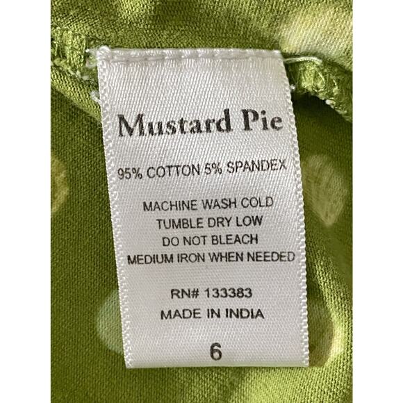 Mustard Pie Green Blue Dot Ruffled Tiered Long Sleeve Knit Tunic Top 6 - Picture 7 of 9